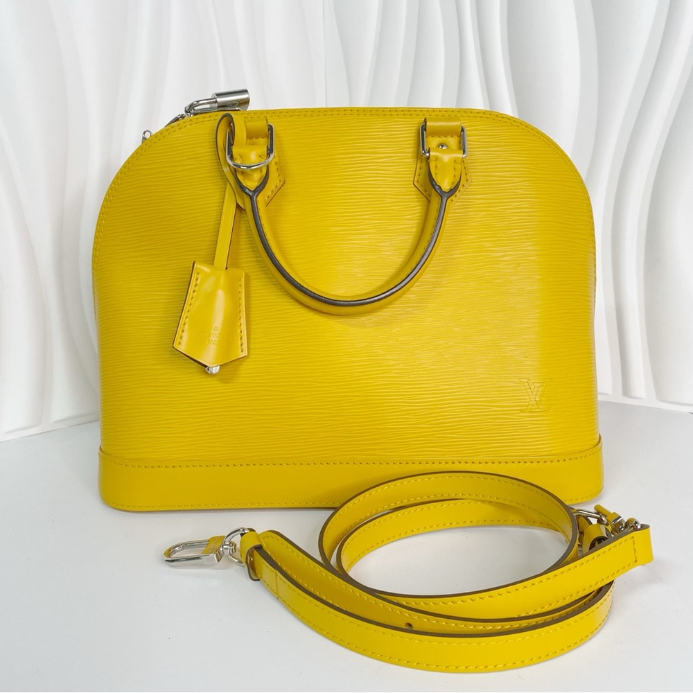 Louis Vuitton Alma Handbag Epi Leather PM Yellow